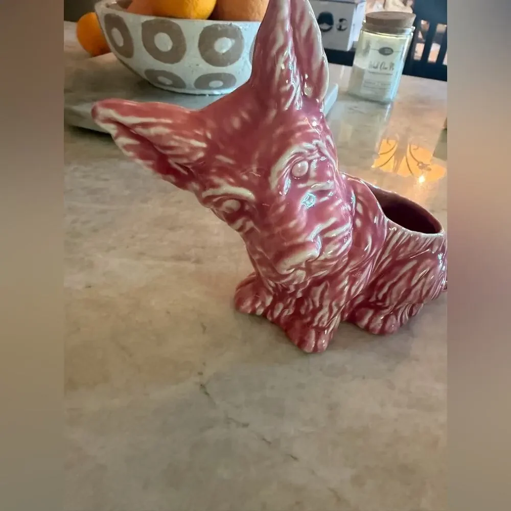 Vintage 50’s pink ceramic Scotty Dog planter